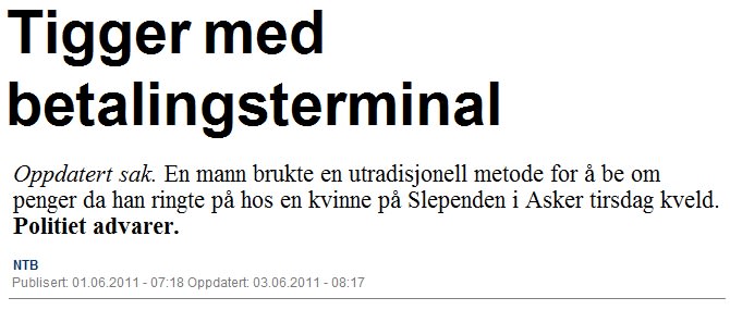 Beggar with pay terminal|Tigger med betalingsterminal